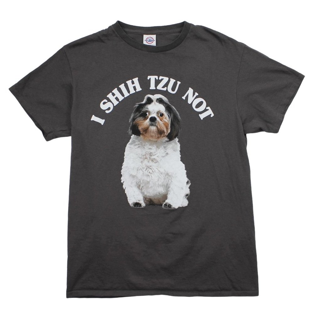 I Shitzu Not Short Sleeve Funny Dog Pet T Shirt Crewneck Gray Unisex Top sz M
